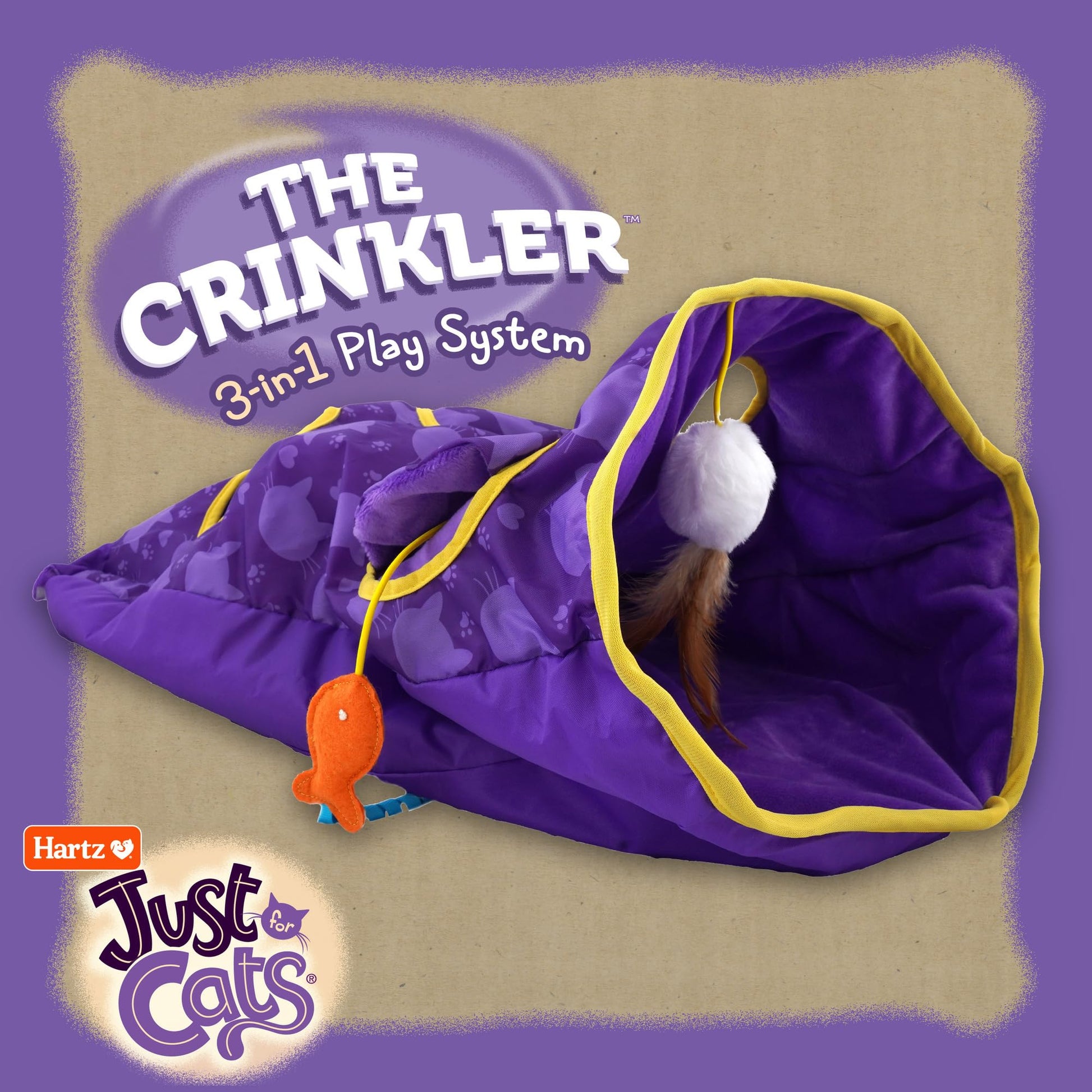 Hartz Just for Cats The Crinkler, 3-in-1 Mega Cat Toy with Vine Catnip