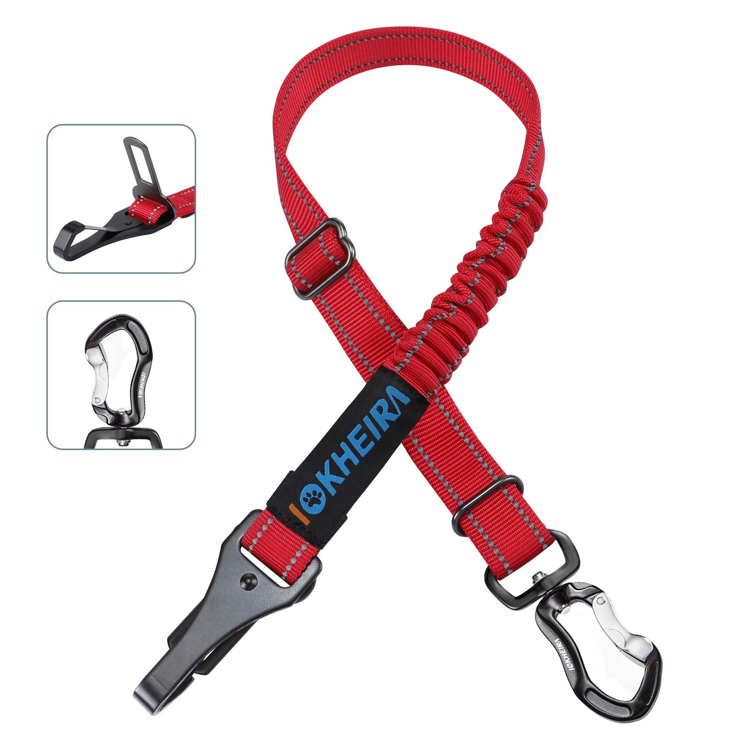 IOKHEIRA Dog Seatbelt, Updated Dog Seat Belt, Reflective Bungee Seat