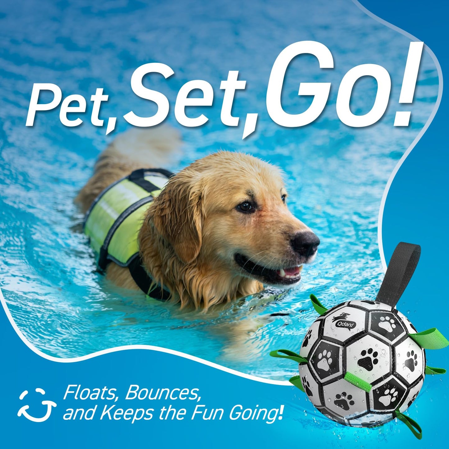 QDAN Dog Soccer Balls Toy with Bell Inside, Outdoor Interactive Balls