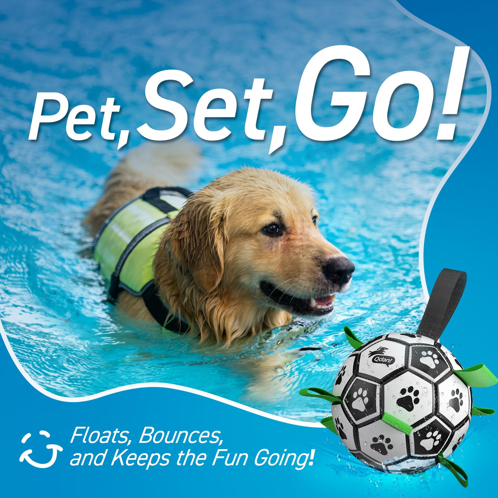 QDAN Dog Soccer Balls Toy with Bell Inside, Outdoor Interactive Balls