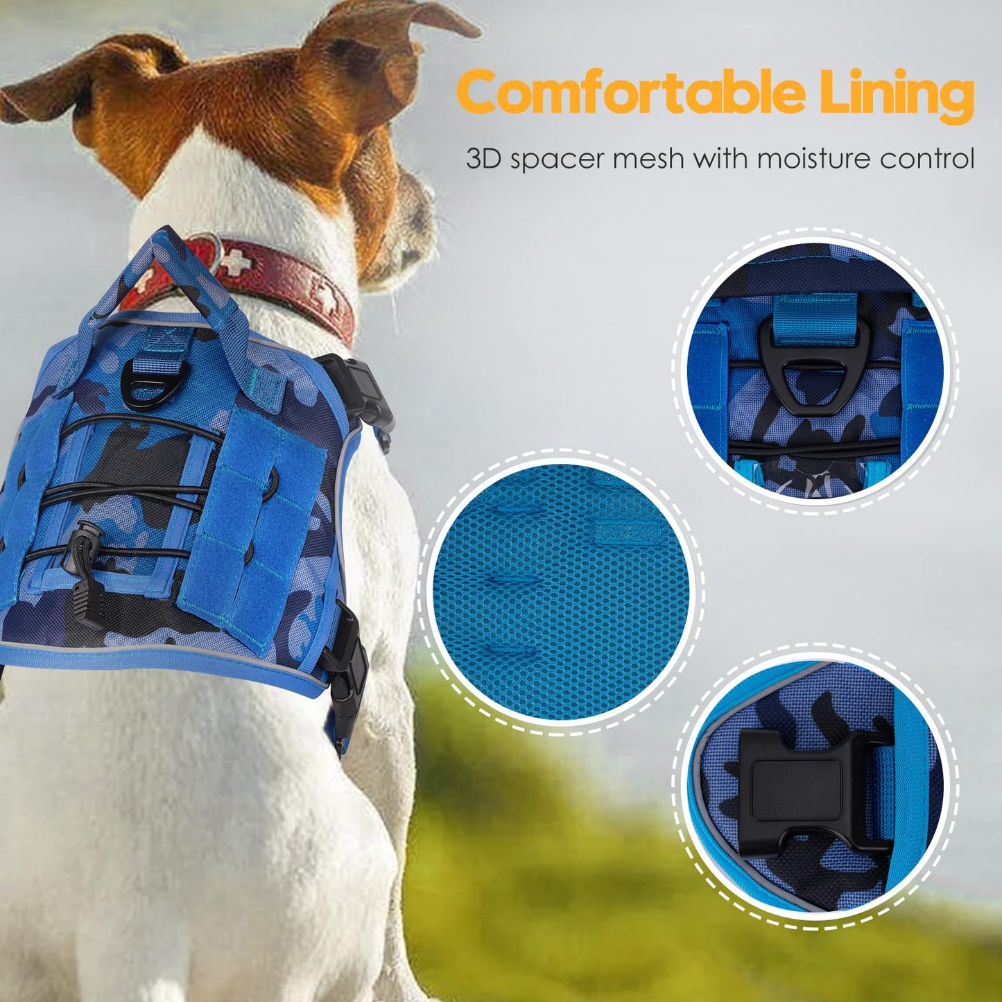 Heavy-Duty Tactical Dog Harness for Large Dogs, No Pull Harness