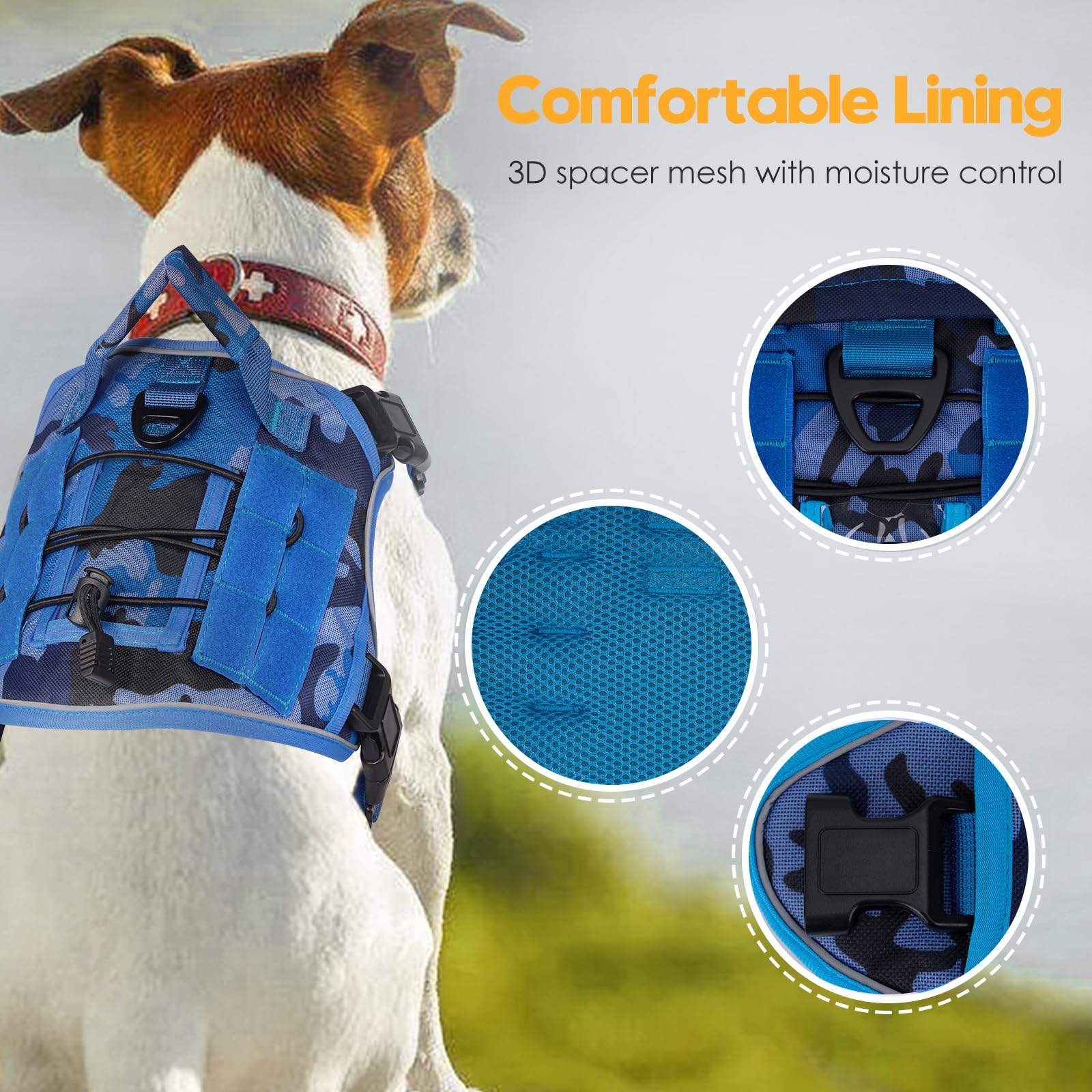 Heavy-Duty Tactical Dog Harness for Large Dogs, No Pull Harness