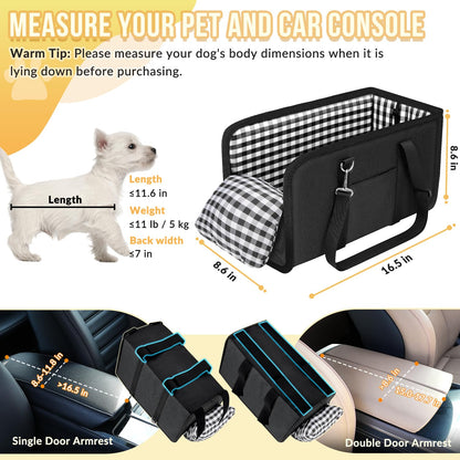 SlowTon Console Dog Car Seat Portable Dogs Armrest Booster Seat