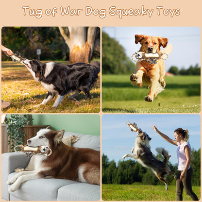 BUYPOW Squeaky Dog Toys, Interactive Tug of War Puppy Toys, Plush