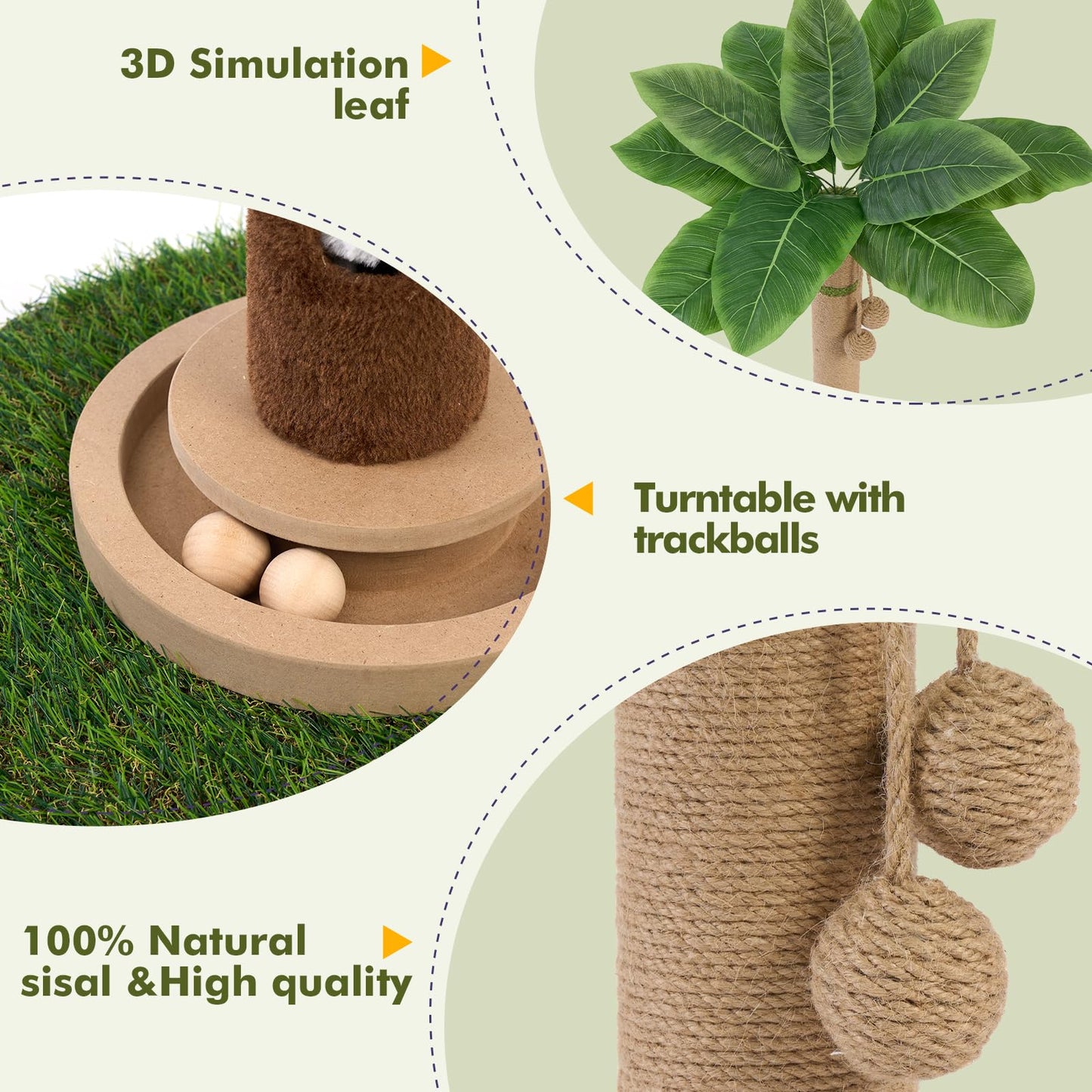 Woochpet Cat Scratching Post 35'' Tall Cat Scratcher Tree Tower