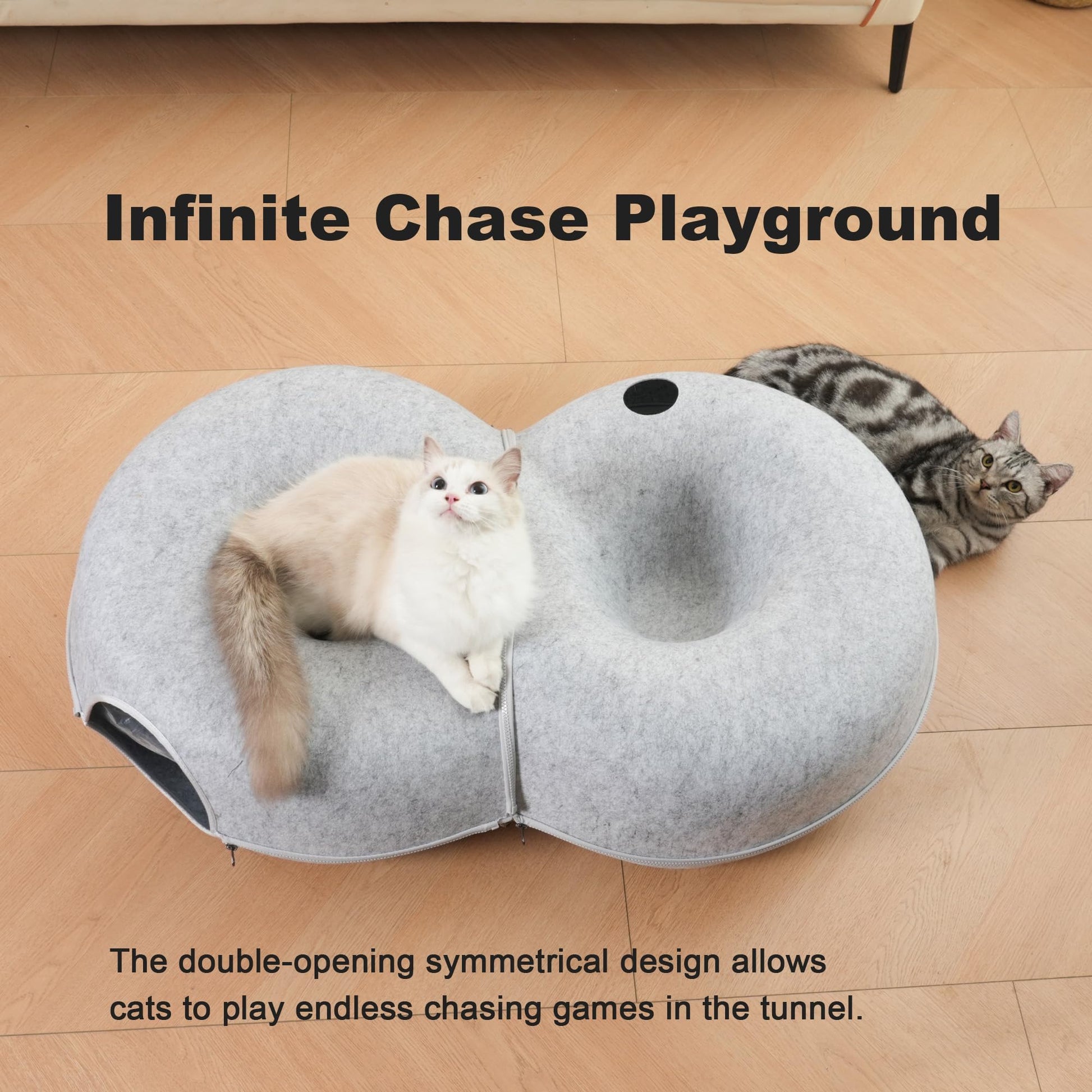 LovIntry 8-Shaped Large Cat Tunnel Bed for Indoor Cats, Infinite Bed