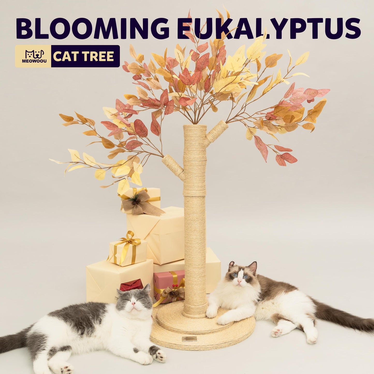 Meowoou Cat Scratching Post for Indoor Cats Adults Tall Cat Scratcher