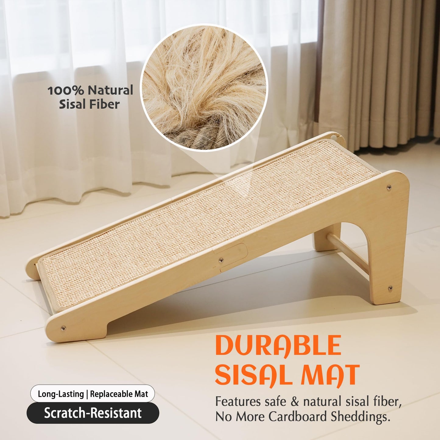 PETKARAY Cat Scratcher, Cat Sisal Scratching Ramp, L Shape Cat Pad