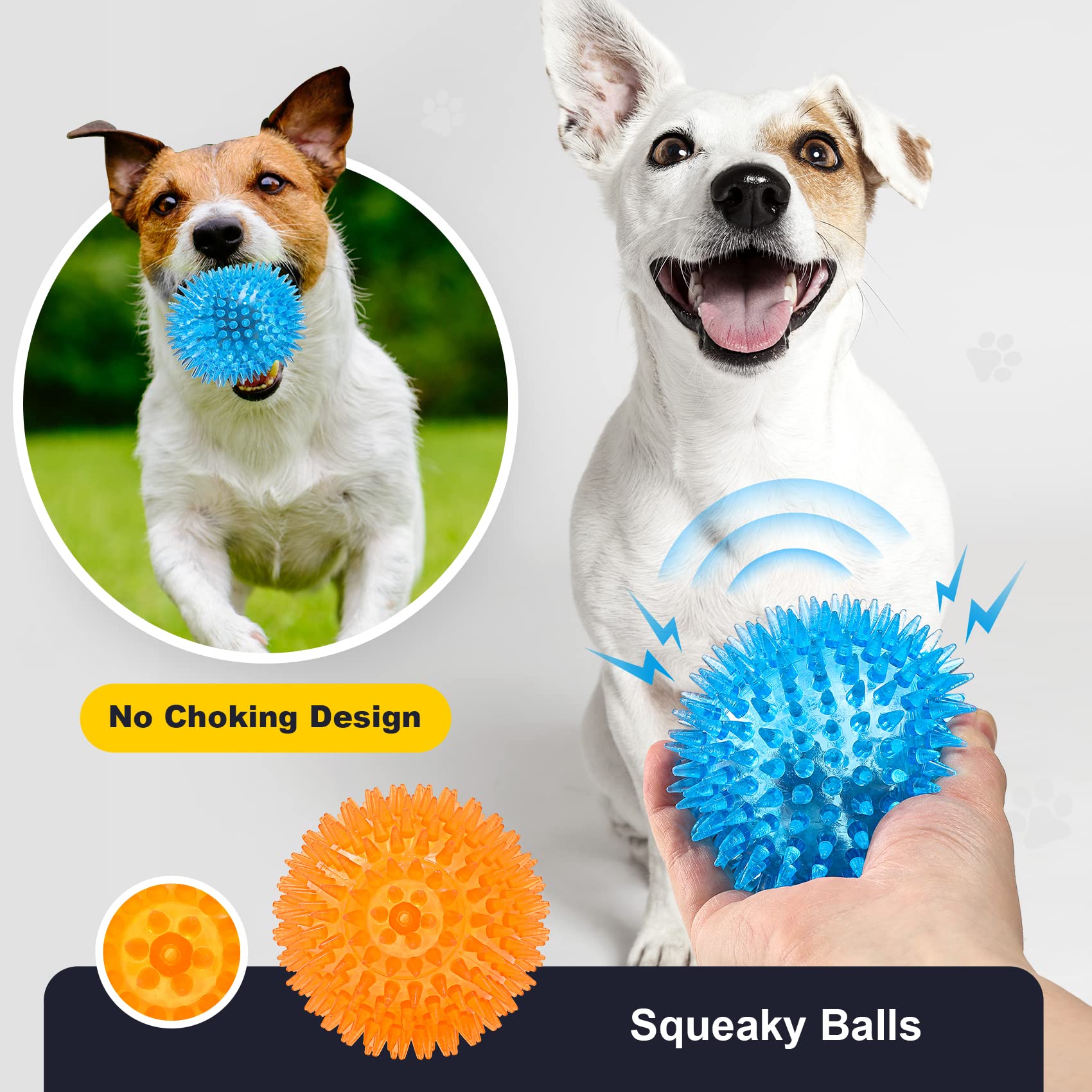VITEVER 3.5” Squeaky Dog Toy Balls (6 Colors) Puppy Chew Toys