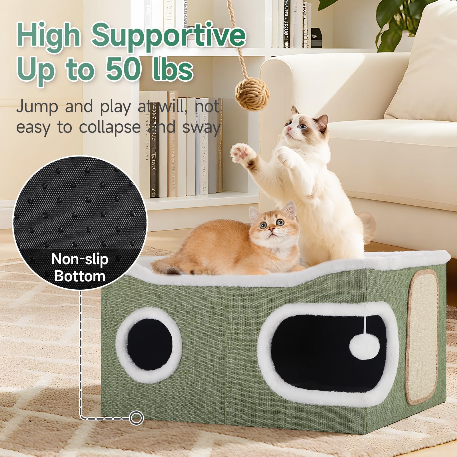 Cat Beds for Indoor Cats, Extra Wide Cat Cube House for Multi House