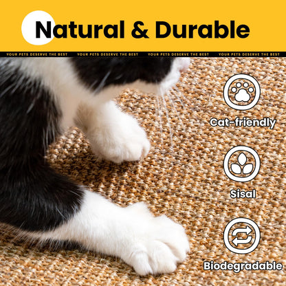 Cat Scratcher Mat,Sisal Cat Scratch Pad with Hook&Loop Tape,Wall Pad