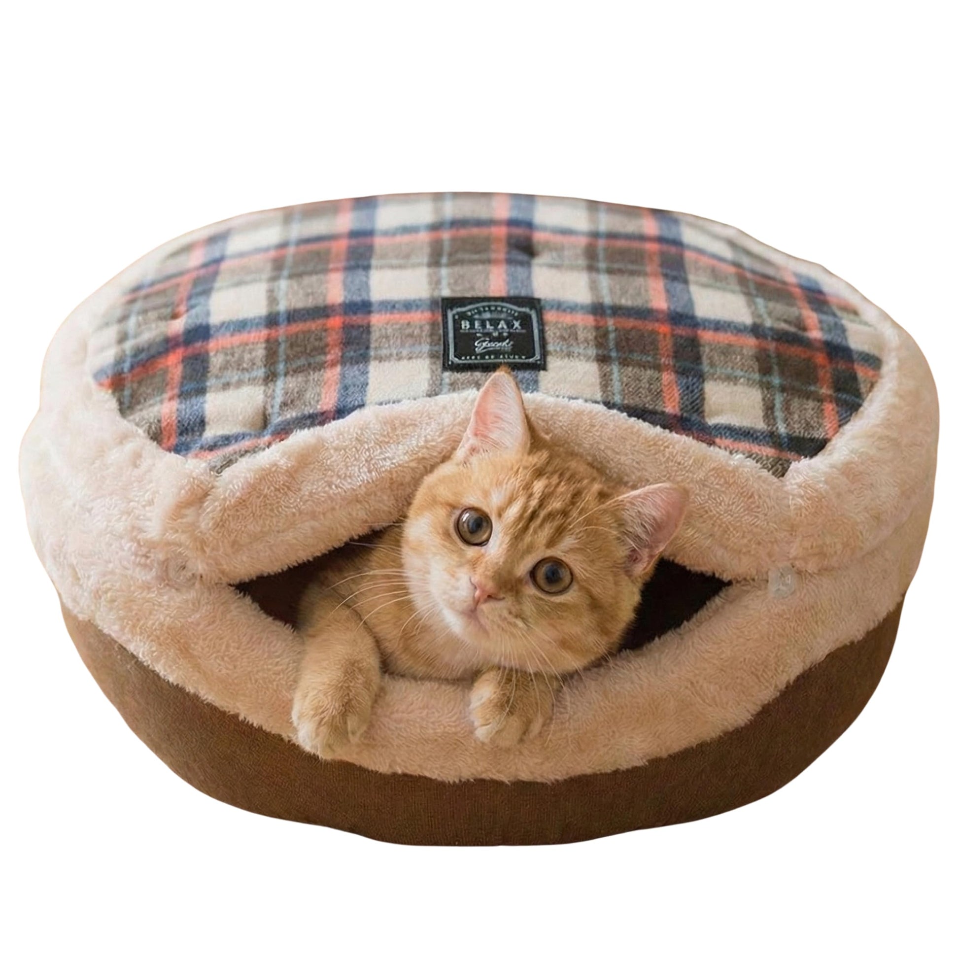 Cat Bed Cave- Enclosed Self Warming Hideaway with Detachable Lid Mat