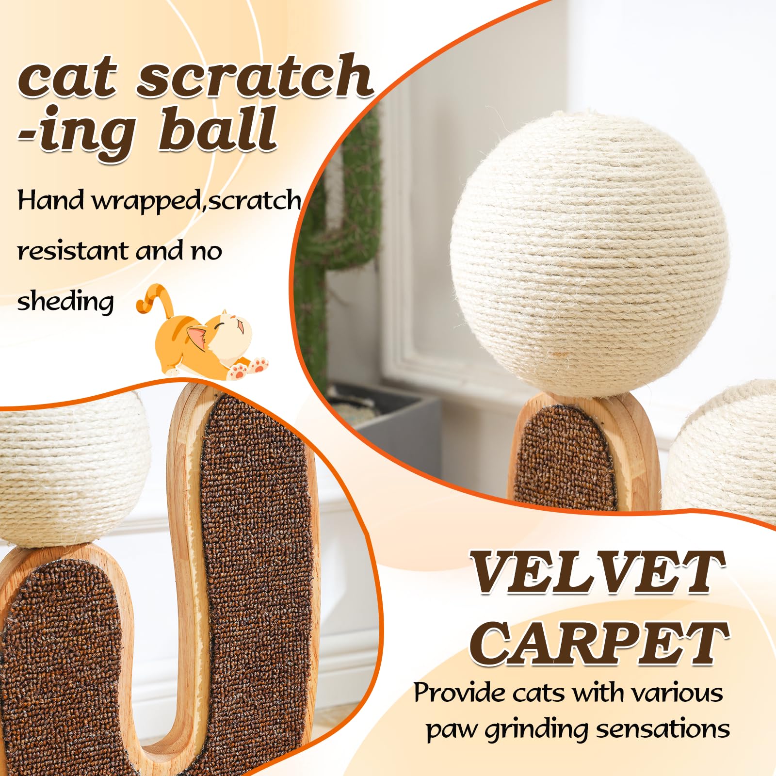 Cactus-Shaped Cat Scratching Post with Cat Scratcher, Interactive Toy