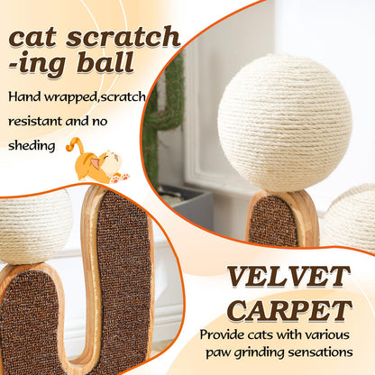 Cactus-Shaped Cat Scratching Post with Cat Scratcher, Interactive Toy