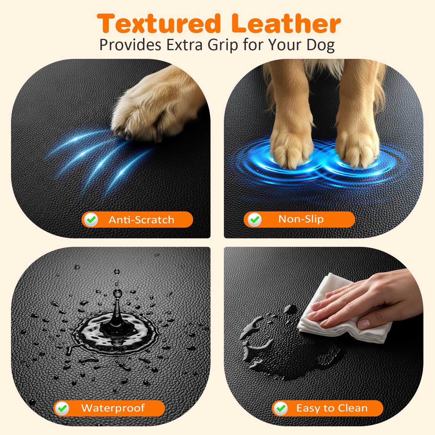 URPOWER PU Leather Backseat Extender for Dogs, Hard Bottom Dog Seat