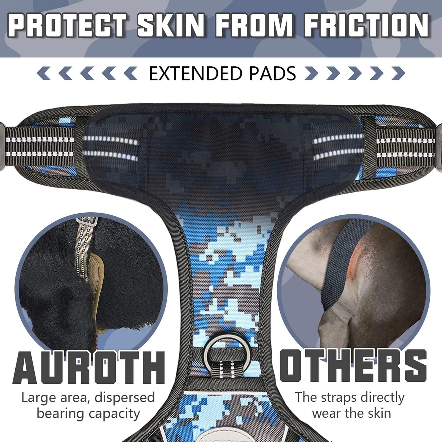 Auroth Tactical Dog Training Harness No Pulling Front Clip Leash