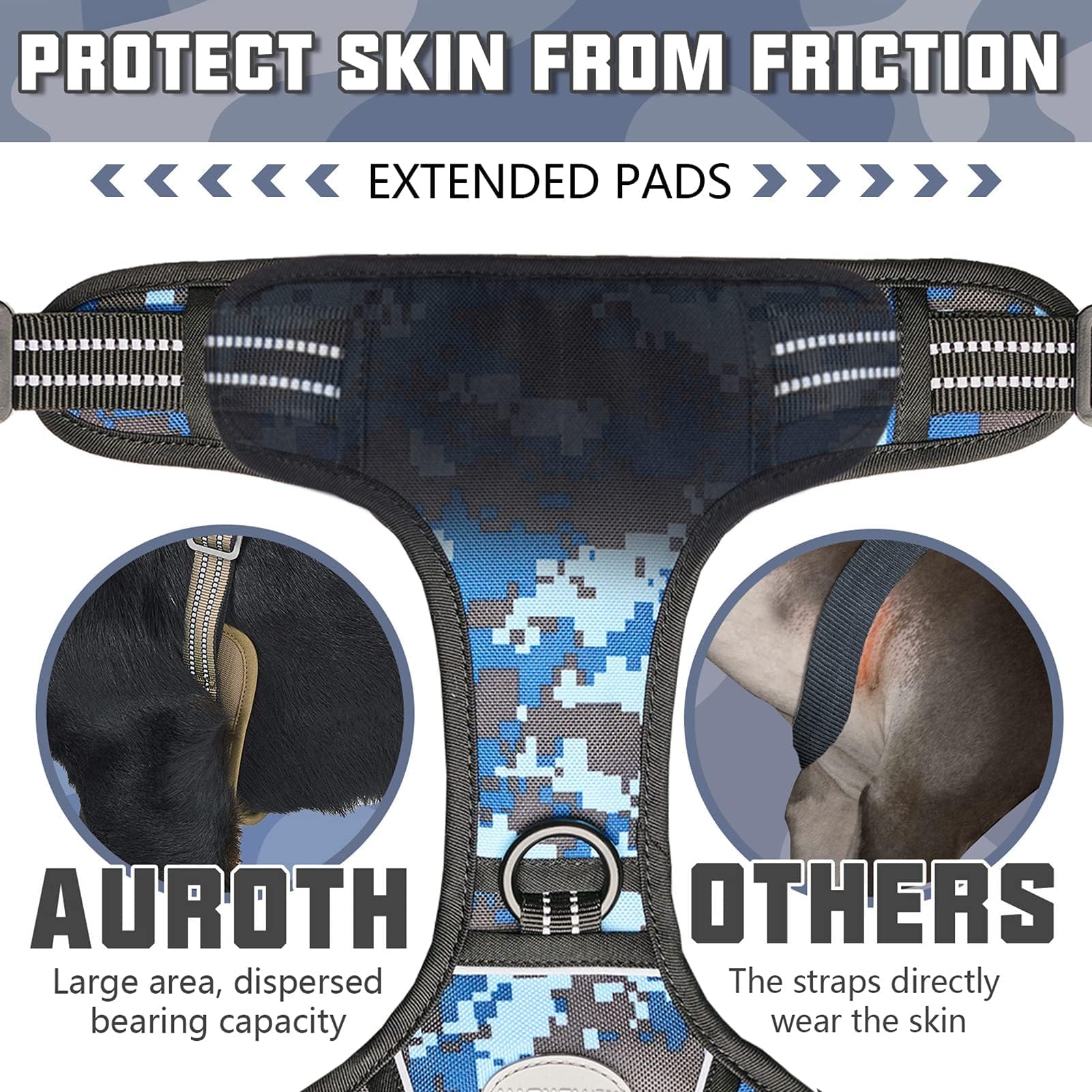 Auroth Tactical Dog Training Harness No Pulling Front Clip Leash