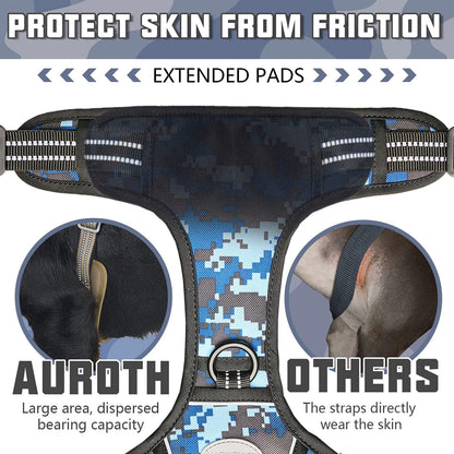 Auroth Tactical Dog Training Harness No Pulling Front Clip Leash