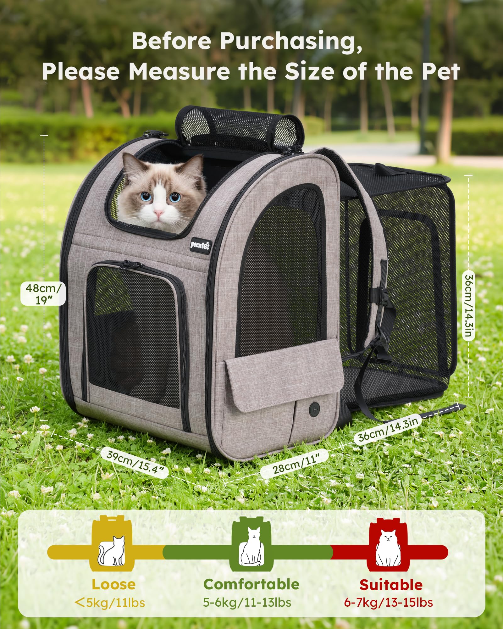 Pecute Cat Backpack Carrier XL, ExpandablePet Backpack