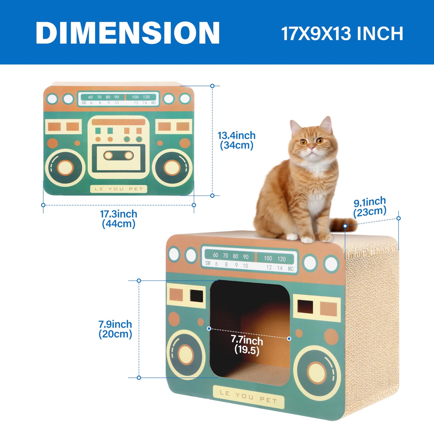 Radio Cat Scratcher Cardboard Lounge Bed Durable Pads Prevent Toy