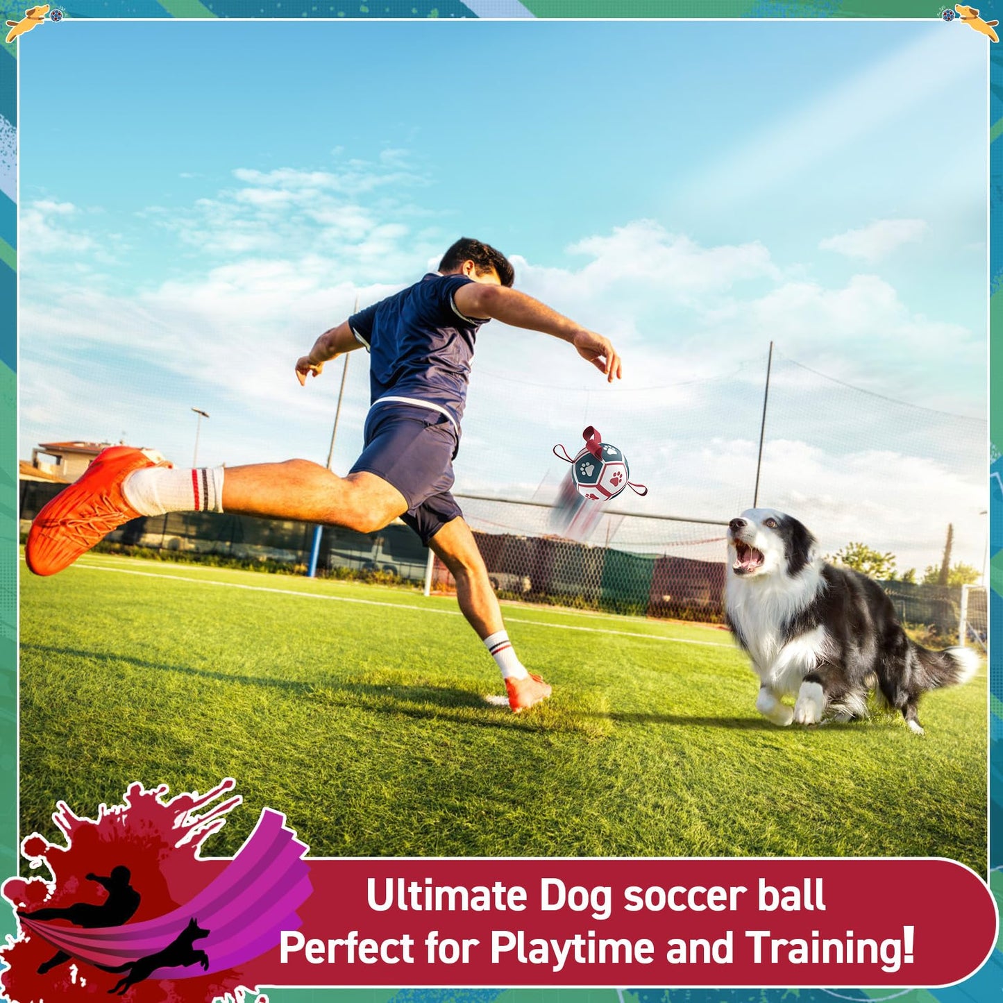 QDAN Dog Toys with Bell Inside, Durable Dog Balls for Tug of War Balls