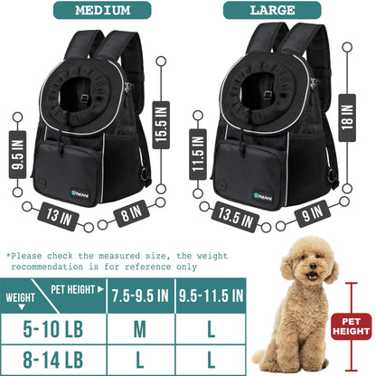 PetAmi Dog Front Carrier Backpack, Adjustable Dog Pet Cat Chest Bag