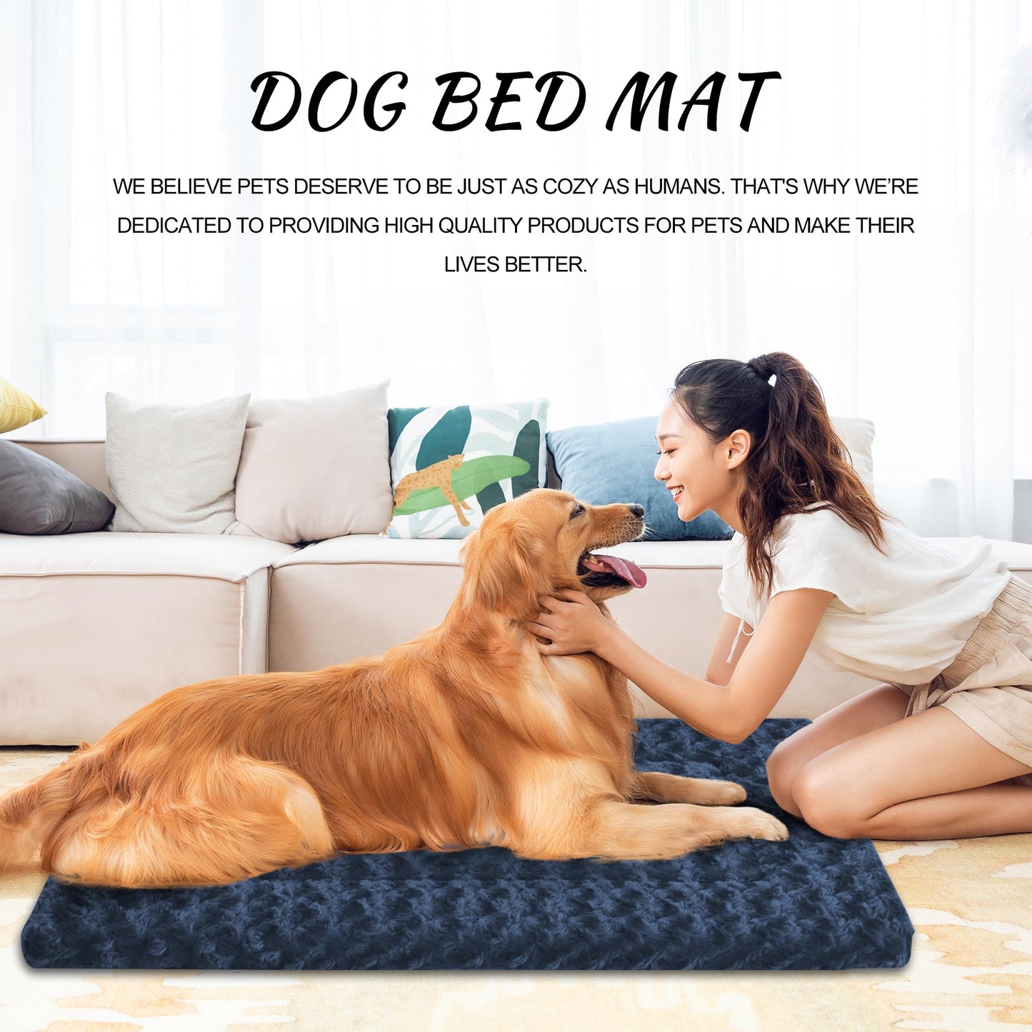WITTOP Washable Dog Bed Plush Orthopedic Outdoor Crate Mat
