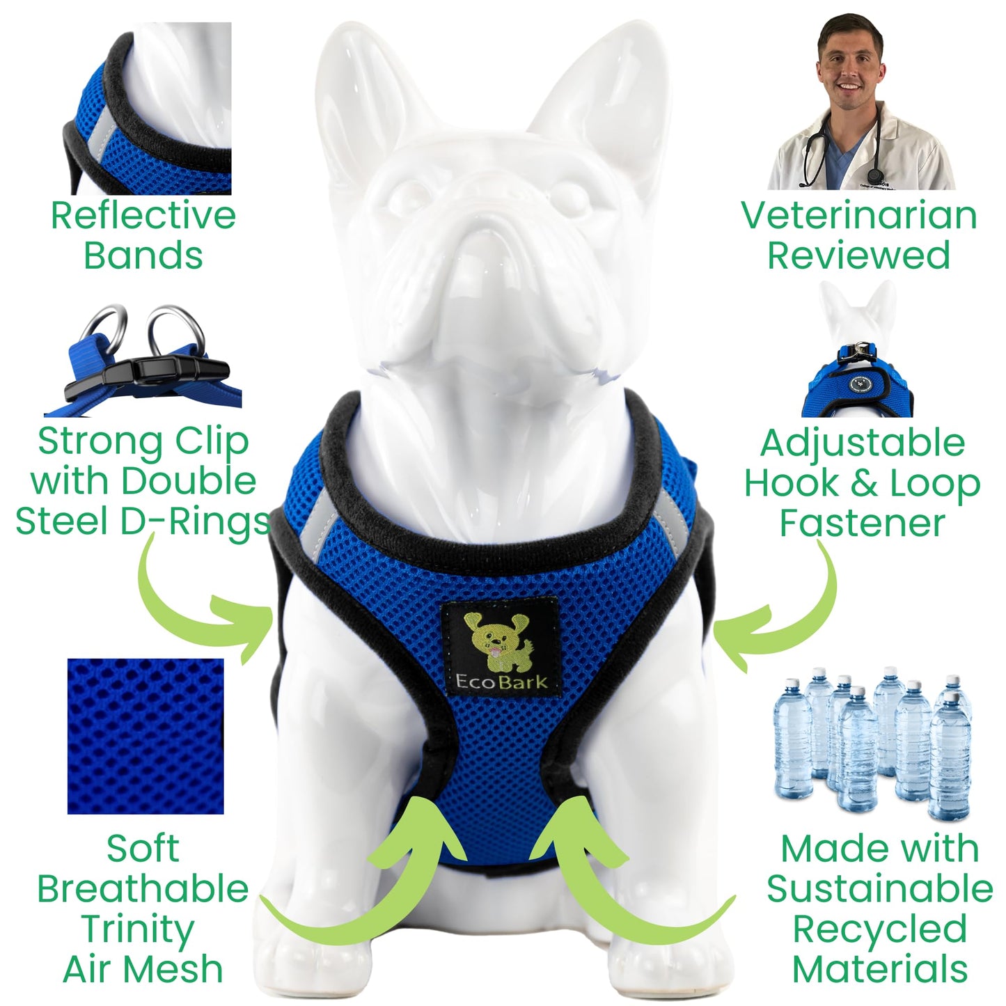 EcoBark Step in Dog Harness Reflective Teacup Breed Soft Harness