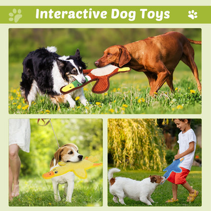 Eneston Dog Toys 3-Pack Cute Duck Shapes Puppy Toys No-Stuffing Chew