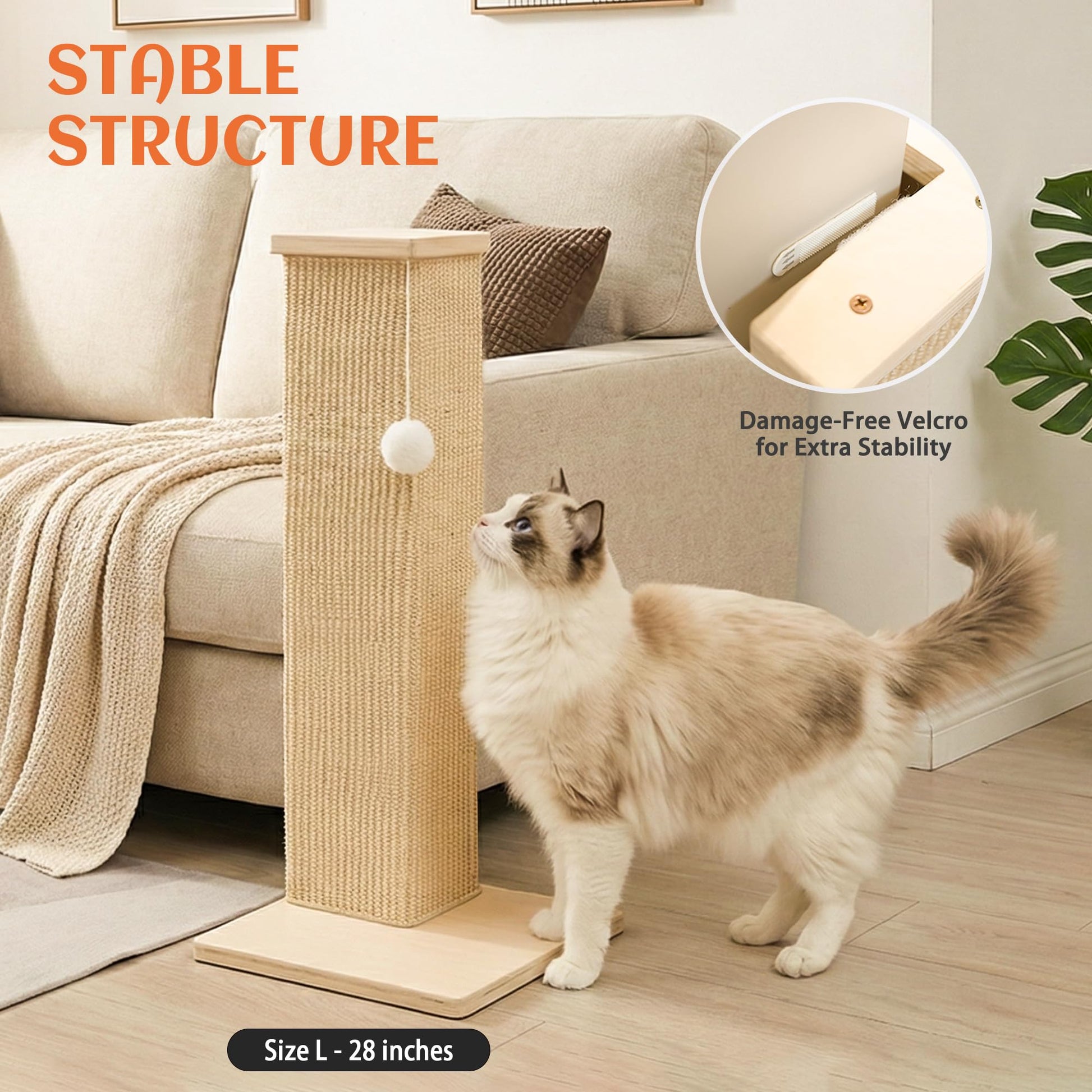 PETKARAY Couch Corner Cat Scratcher, 28'' Corner Wall Furniture