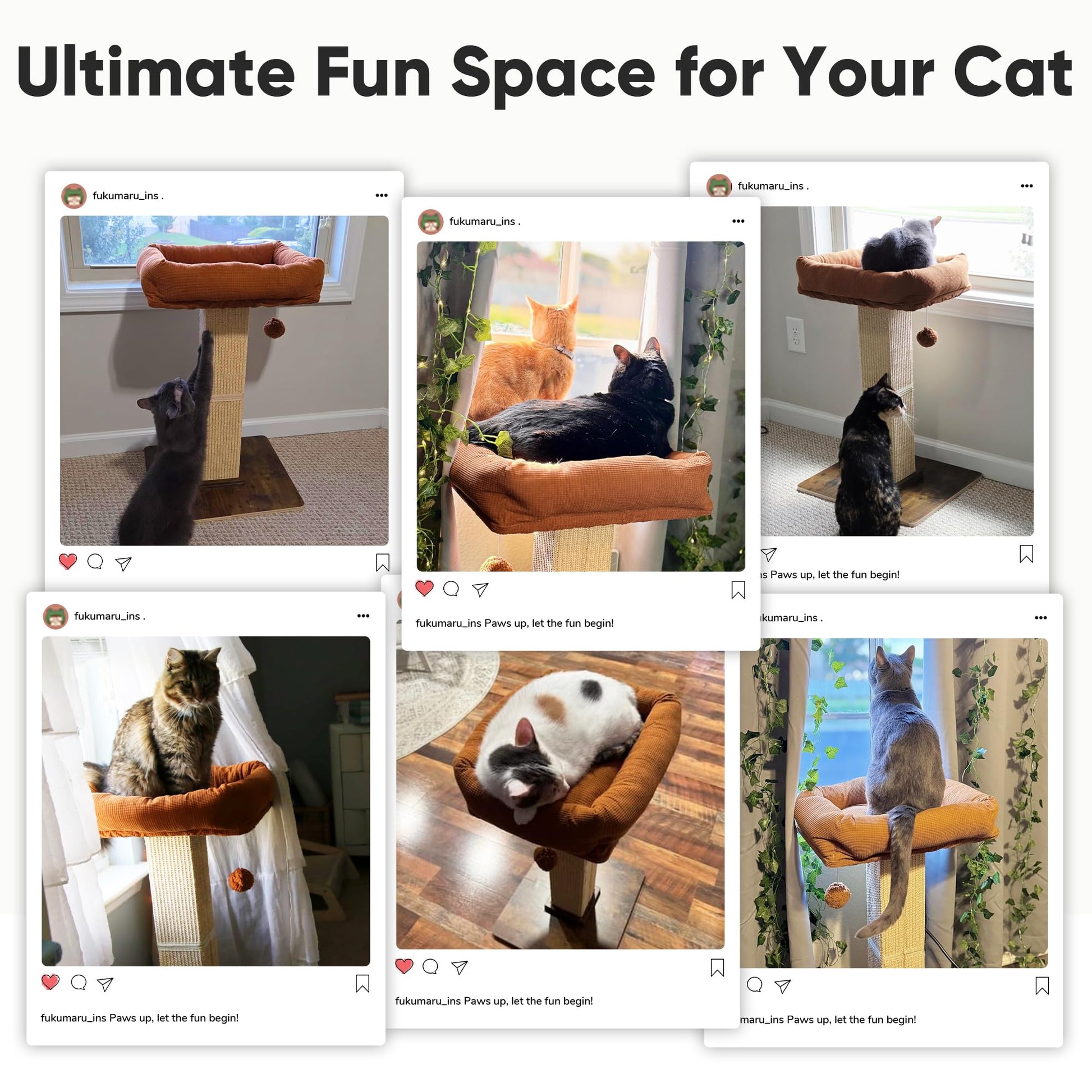 FUKUMARU Cat Scratching Post, Retro-Style Tall Scratch Posts