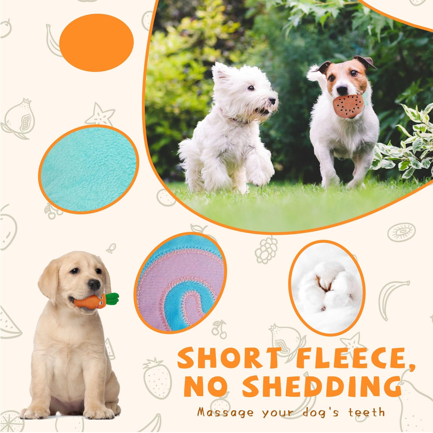 QTwoof Cheerful 20-Pack Squeaky Dog Toys Set Included 4 Dog Bags Plush
