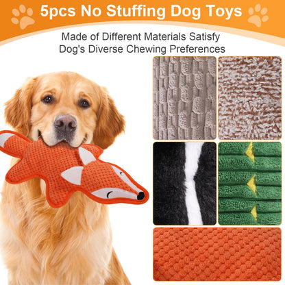 Eneston 5 Pack No Stuffing Squeaky Dog Toys for Large Dogs Plush