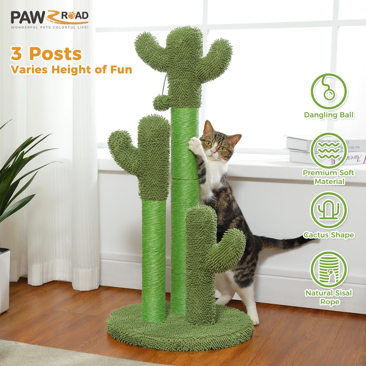 PAWZ Road Cat Scratching Post Cactus Cat Scratcher Featuring Scratcher