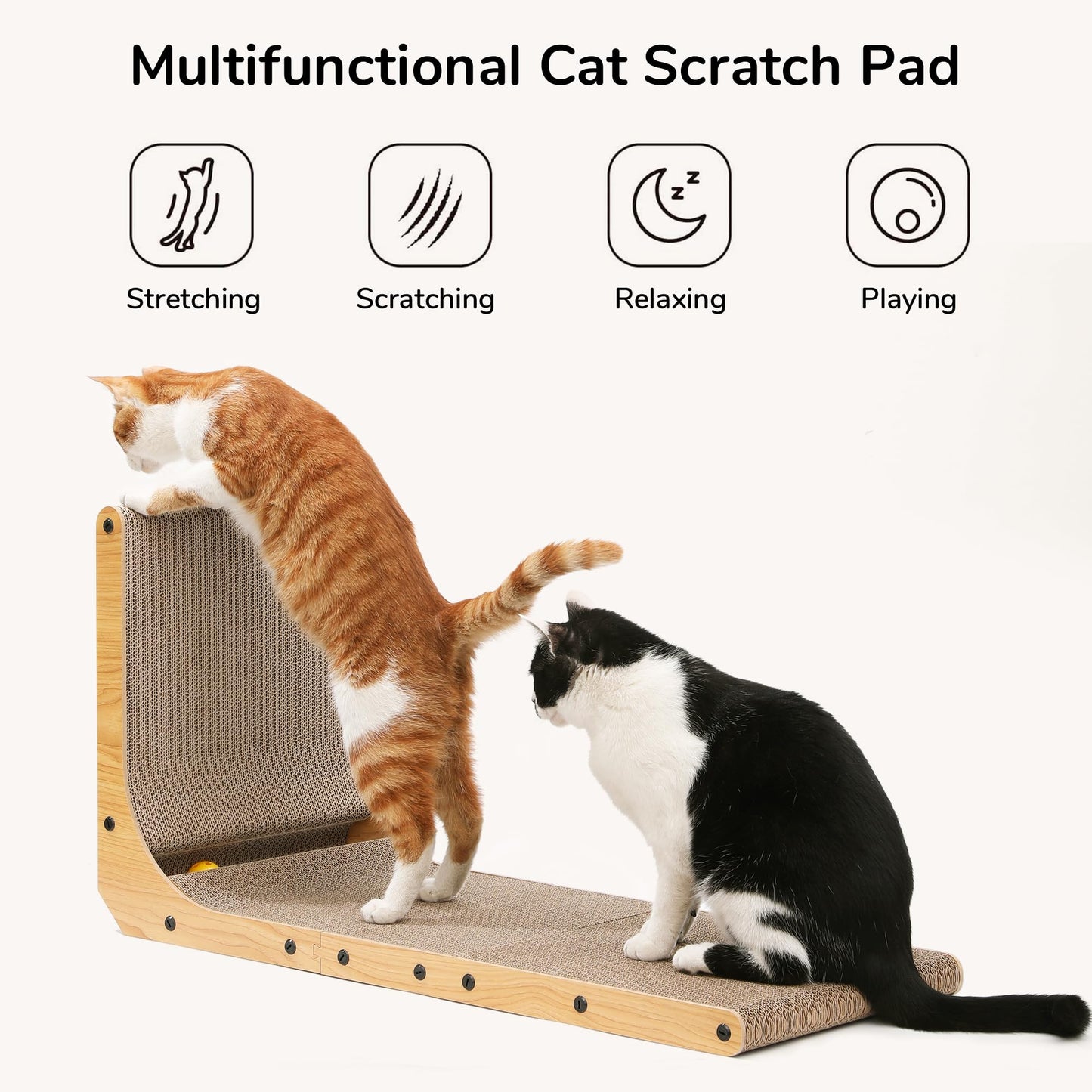 FUKUMARU Cat Scratcher, L Shape Cat Scratch Pad Wall Mounted, Pad