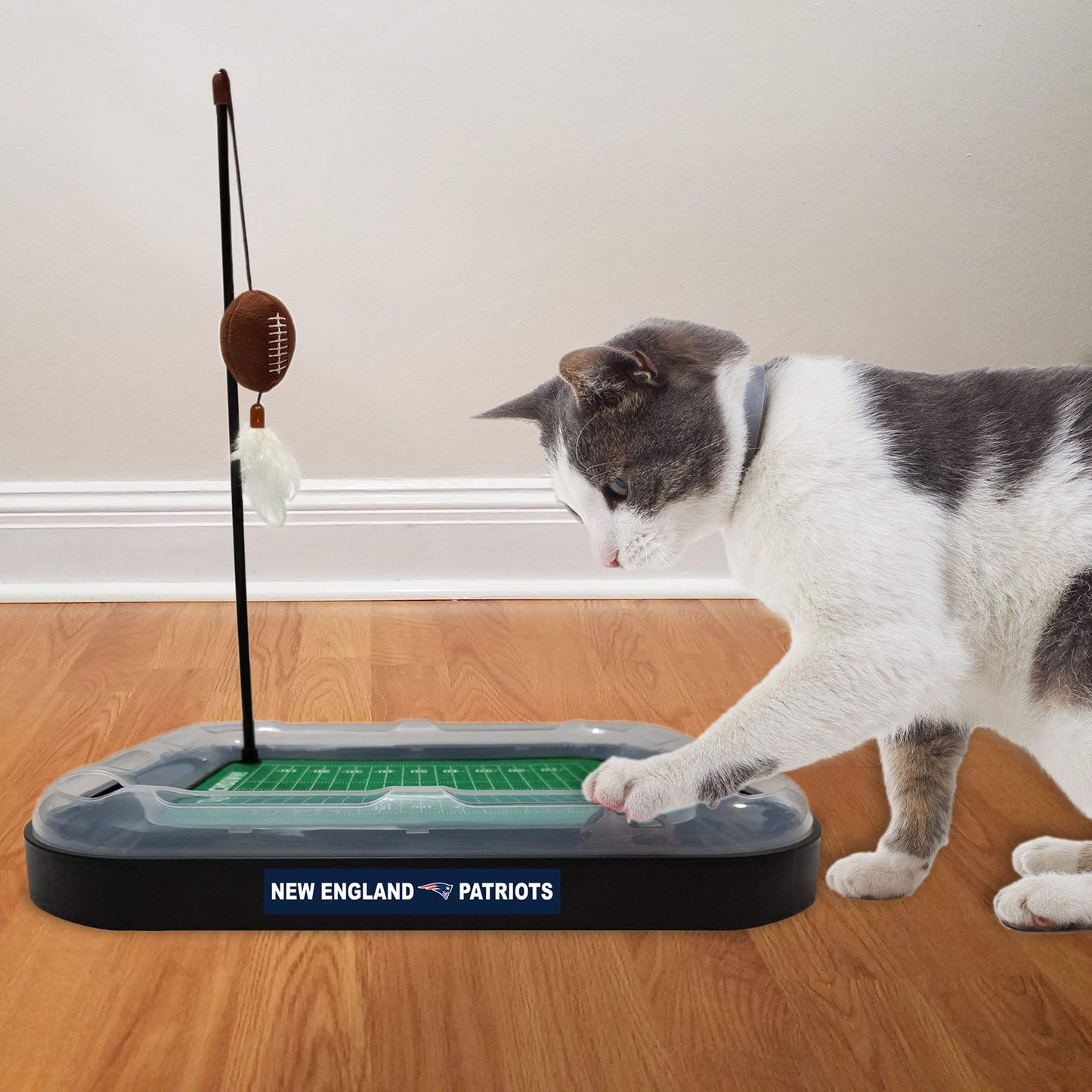 Pets First CAT BALL BELL TOY New England Patriots Football Catnip