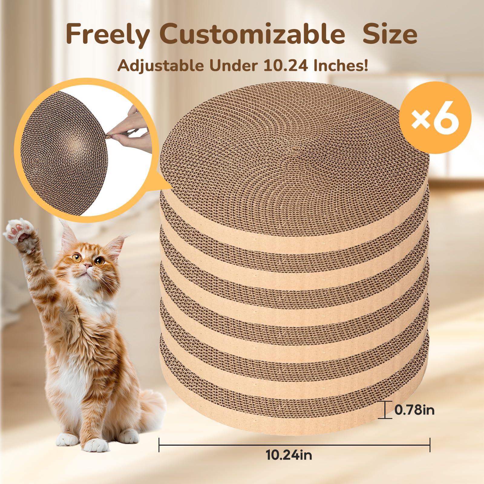 6pcs Cat Scratch Pad, Cat Scratcher Cardboard Cat Scratching Pads