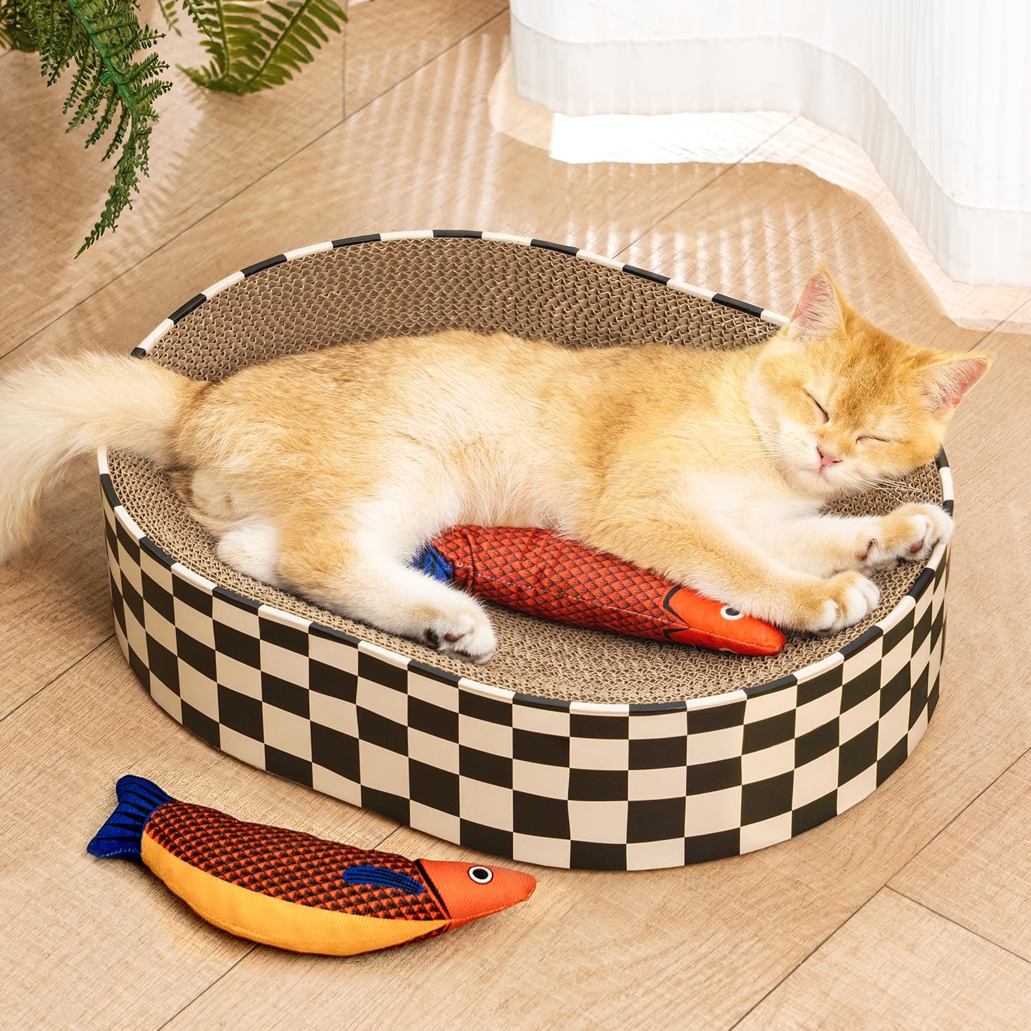 Conlun Cat Scratcher Bed, 1 Oval Cat Scratching Board