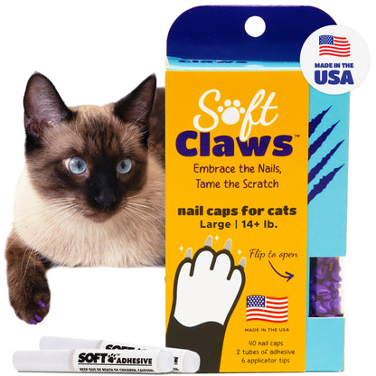 Soft Claws Nail Caps for Large Cats (40 Caps, Veterinarian-Developed
