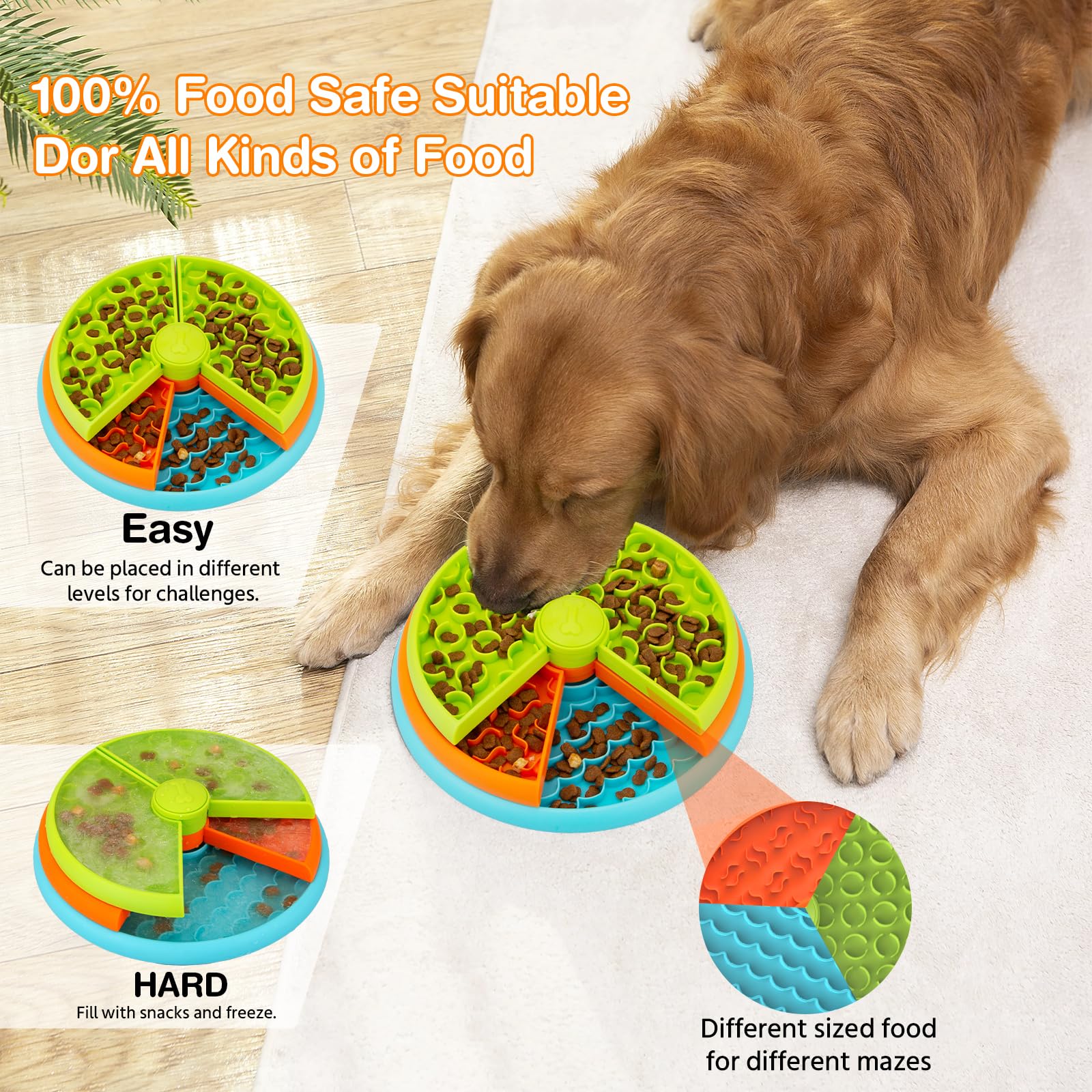 Slow Feeder Dog Bowl 3 Levels, Reduces Boredom and Anxiety, Puzzle
