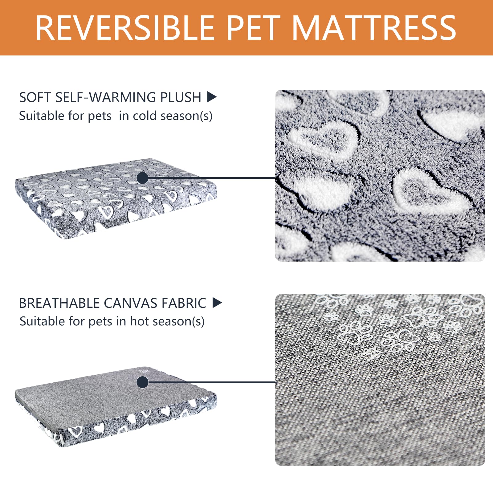 VANKEAN Dog Crate Mat Reversible Cool and Warm, Stylish Dog Bed