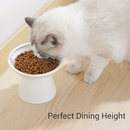 CEEFU Extra Wide Elevated Ceramic Cat Bowl, 6.2" Shallow Dish Bowl