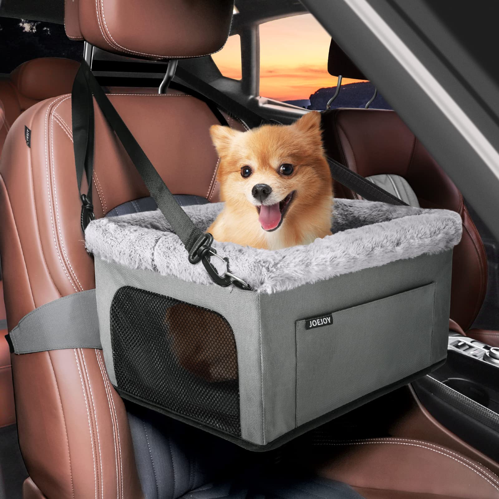 JOEJOY Deluxe Dog Booster Seat with Sturdy Metal Frame and Safety Seat