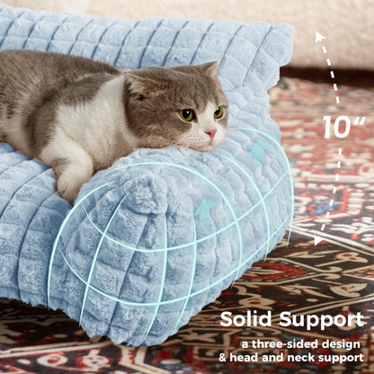 blunique Cute Cat Couch Bed for Indoor Cats Fluffy Faux Rabbit Fur Bed