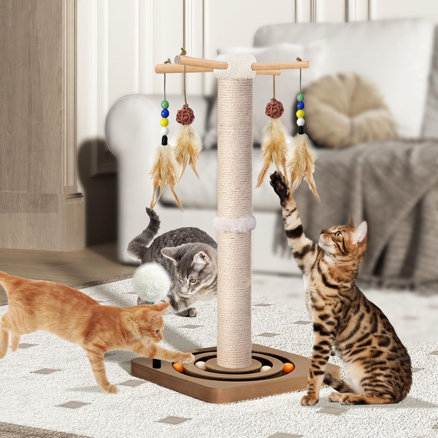 PAROTO Cat Scratching Post, Sisal Cat Tree Tower Scratcher for Tower