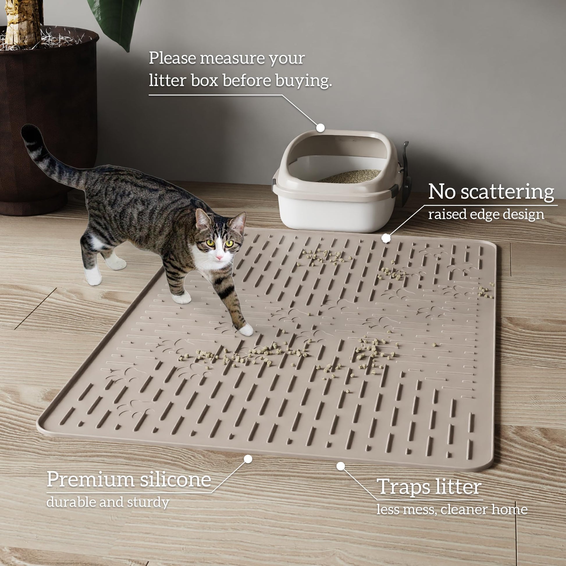 OHMO Cat Litter Mat XXL Trapping Mat Silicone Rubber 37.5x25.2 Mat