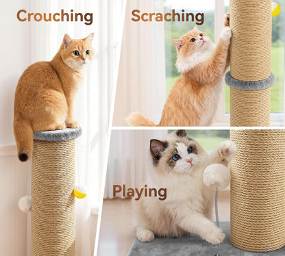 PELUOMOZ 5-Inch Thick Sisal Cat Scratching Post, 36" Tall Cat Tower