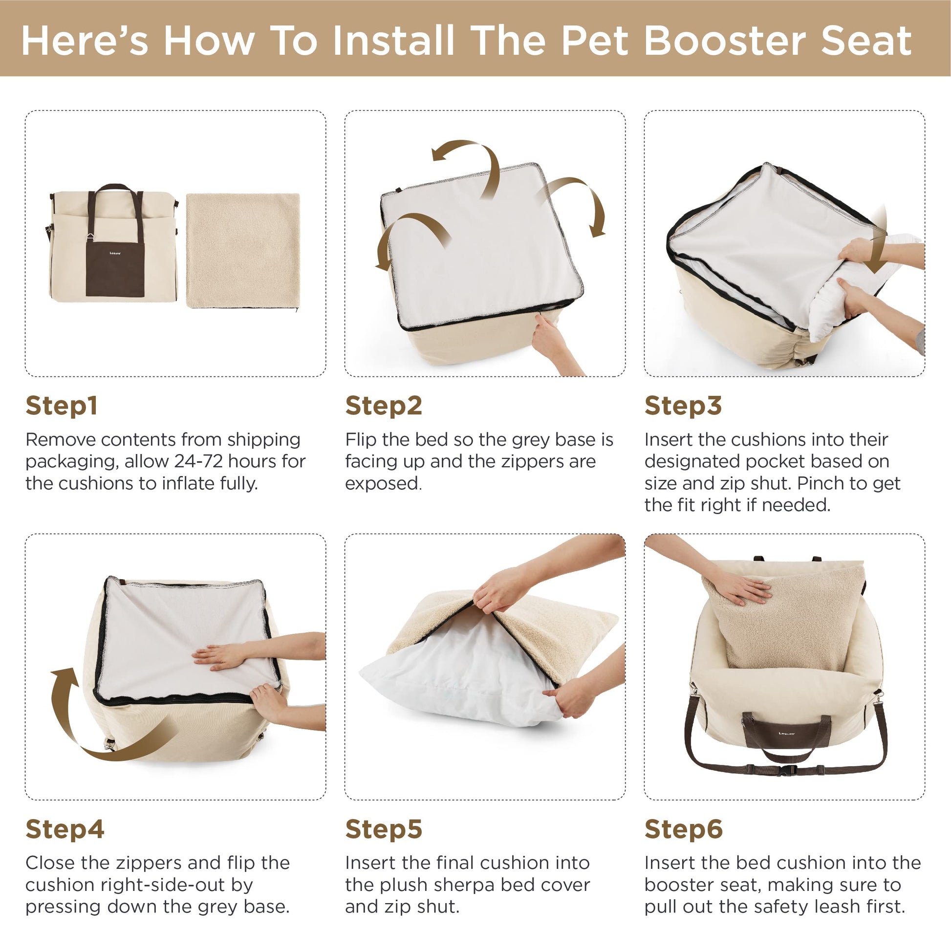 Lesure Small Dog Car Seat for Small Dogs Sherpa Dog Booster Seat