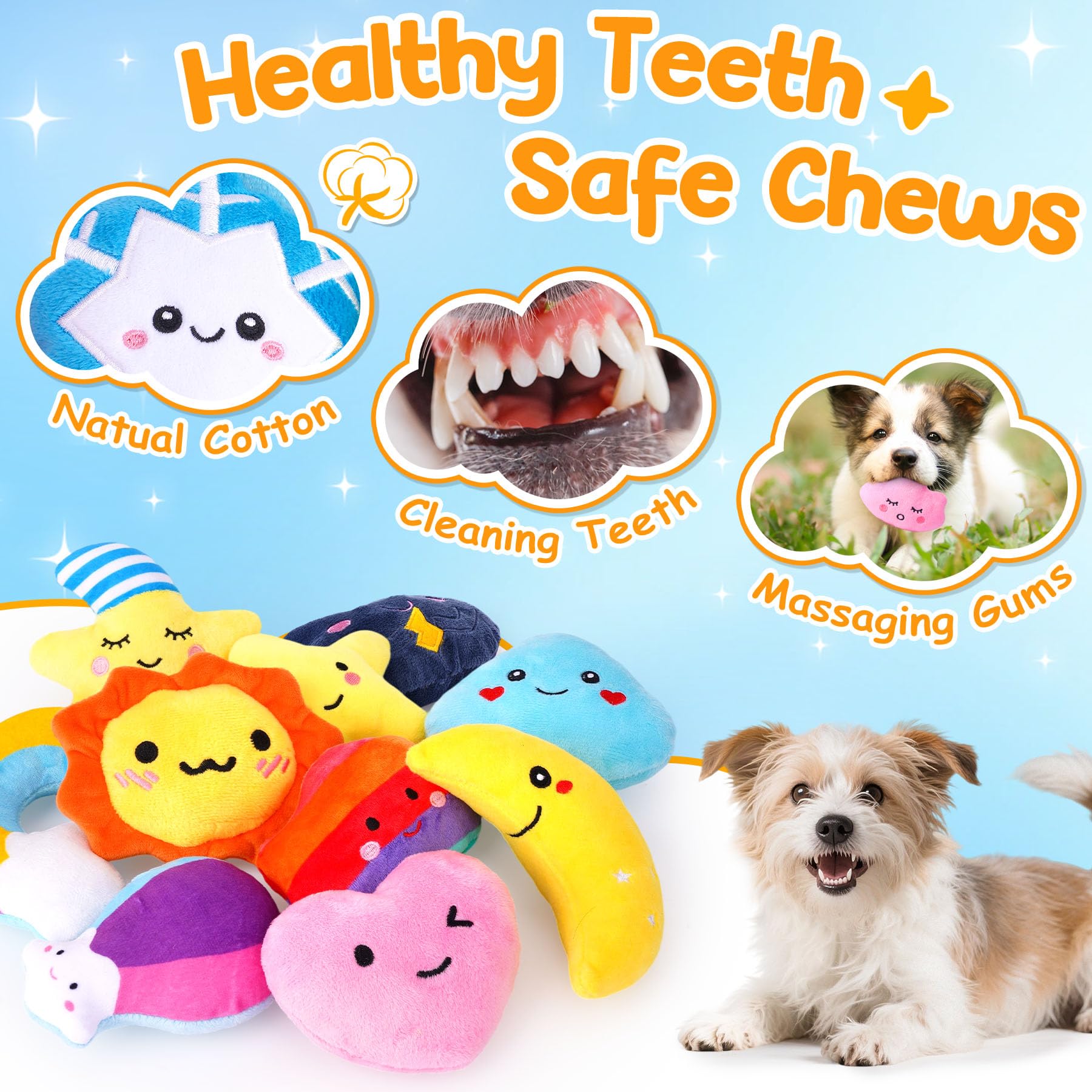 QTwoof Irresistible Weather-Themed 20-Pack Squeaky Dog Toys Set