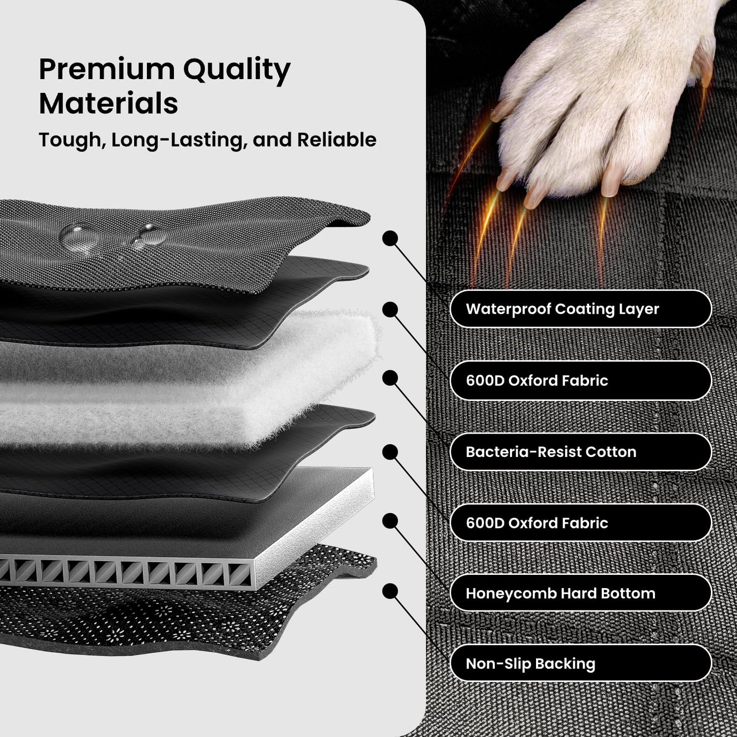 REEVAA Dog Truck Seat Cover for Back Seat, Hard Bottom Dog Hammock